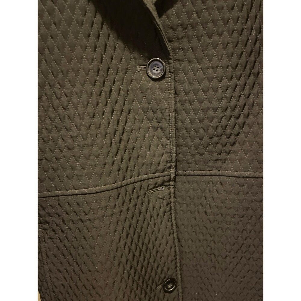 Gallery Womens Quilted Black Trench Coat Button-Front Size L - Picture 5 of 13
